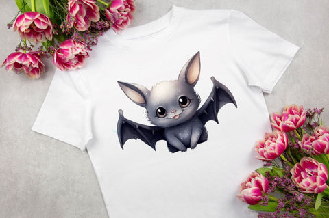 Cute Cartoon Bat Watercolor Sublimation Regulrcrative 