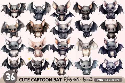 Cute Cartoon Bat Watercolor Sublimation Regulrcrative 
