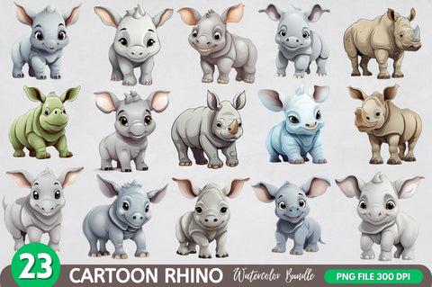 Cute Cartoon Rhino clipart Sublimation Regulrcrative 