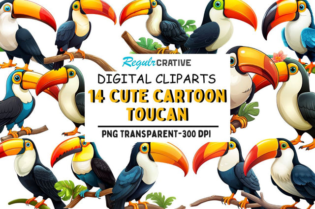 Cute Cartoon Toucan Clipart Sublimation Regulrcrative 