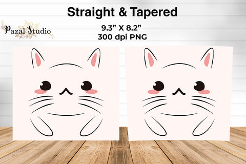 Cute Cat Face 20 oz Skinny Tumbler Wrap Sublimation Design Sublimation Pazal Studio 