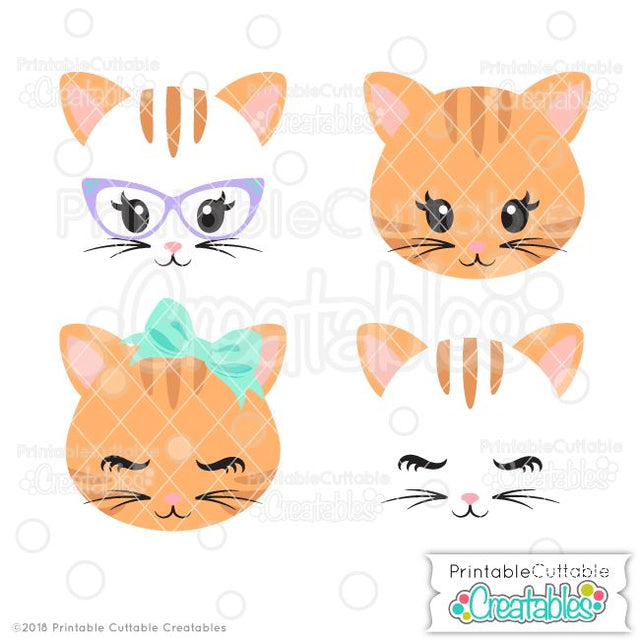 Cute Cat Face SVG Printable Cuttable Creatables