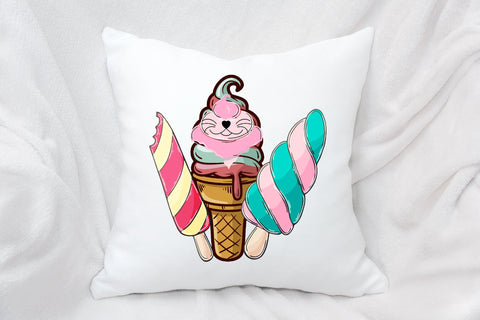 Cute Cat Ice Cream Kitten Lover Design Sublimation Rupkotha 