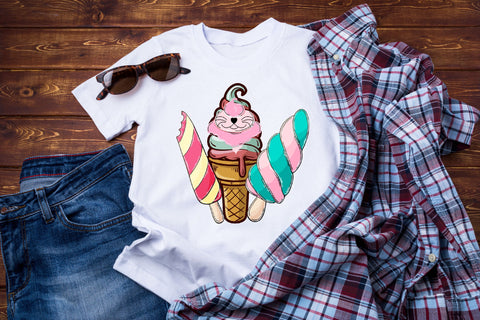 Cute Cat Ice Cream Kitten Lover Design Sublimation Rupkotha 