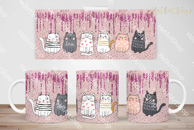 Cute Cat Mug PNG | 11Oz Mug Sublimation Sublimation _HelArtShop_ 