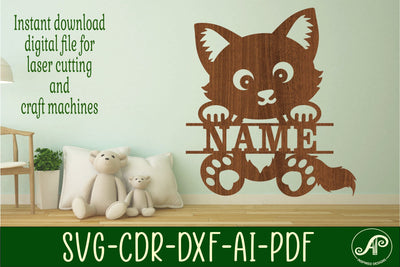 Cute Cat Name sign svg laser cut template, wall art SVG APInspireddesigns 