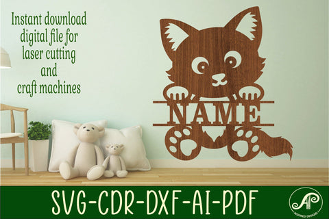 Cute Cat Name sign svg laser cut template, wall art SVG APInspireddesigns 