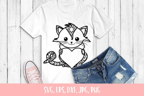 Cute Cat out of Mandala with Heart Svg File SVG Sintegra 