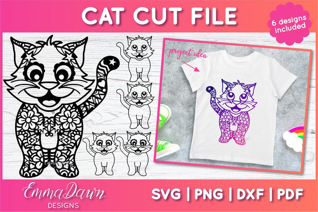 Cute Cat SVG, Cartoon Kitty SVG SVG Emma Dawn Designs 