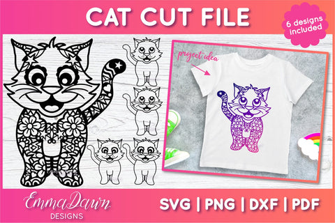Cute Cat SVG, Cartoon Kitty SVG SVG Emma Dawn Designs 