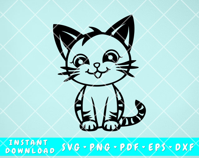 Cute Cat SVG, Cat Clipart, Kitten SVG, Cat Cut Files For Cricut, Silhouette SVG HappyDesignStudio 