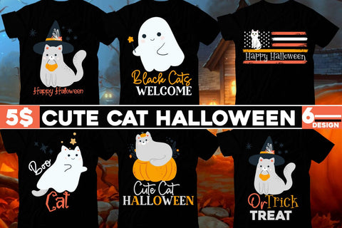 Kawaii Halloween Black Cat PNG & SVG Design For T-Shirts