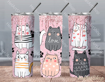 Cute Cat Tumbler Sublimation | Kitten PNG Sublimation _HelArtShop_ 