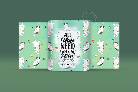 Cute Cats Mug Design, All You Need Is Meow, Cute Cats Wrap, Cat Mug Wrap, 11 & 15 Oz Mug Cricut Press Sublimation Wrap Sublimation Syre Digital Creations 