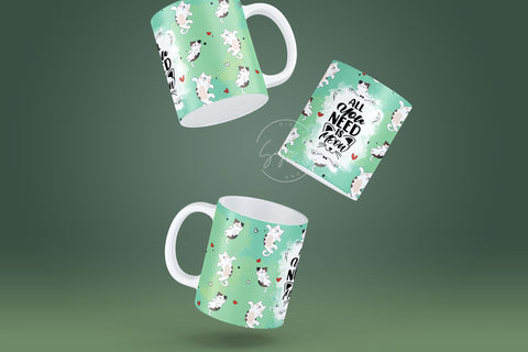 Cute Cats Mug Design, All You Need Is Meow, Cute Cats Wrap, Cat Mug Wrap, 11 & 15 Oz Mug Cricut Press Sublimation Wrap Sublimation Syre Digital Creations 