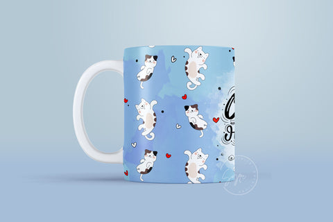 Cute Cats Mug Design, Cats Make Me Happy, Cute Cats Wrap, Cat Lover Gift Ideas, Cat Mug Wrap, 11 & 15 Oz Mug Cricut Press Sublimation Wrap Sublimation Syre Digital Creations 