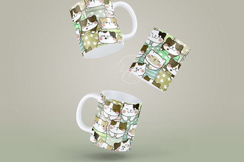 Cute Cats Mug Design, Cute Cats Sublimation Wrap, Cat Mug Wrap, Gift for Christmas Holiday, 11 & 15 Oz Mug Cricut Press Sublimation Wrap Sublimation Syre Digital Creations 