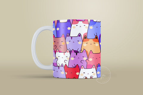 Cute Cats Mug Design, Cute Cats Sublimation Wrap, Cat Mug Wrap, Gift for Christmas Holiday, 11 & 15 Oz Mug Cricut Press Sublimation Wrap Sublimation Syre Digital Creations 
