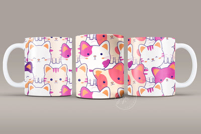 Cute Cats Mug Design, Cute Cats Sublimation Wrap, Cat Mug Wrap, Gift for Christmas Holiday, 11 & 15 Oz Mug Cricut Press Sublimation Wrap Sublimation Syre Digital Creations 