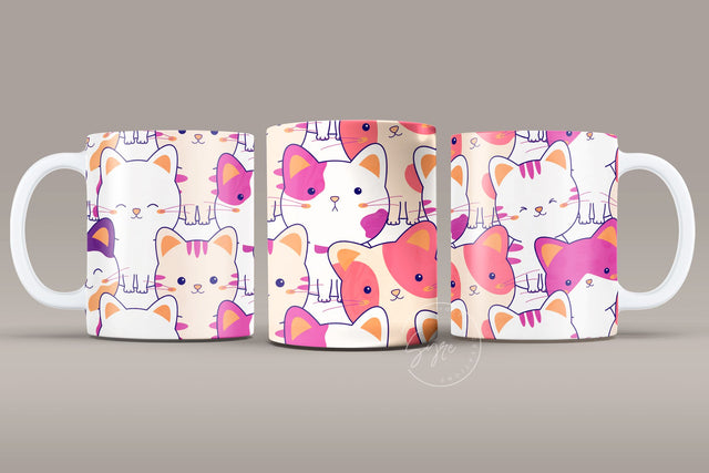 Cute Cats Mug Design, Cute Cats Sublimation Wrap, Cat Mug Wrap, Gift for Christmas Holiday, 11 & 15 Oz Mug Cricut Press Sublimation Wrap Sublimation Syre Digital Creations 