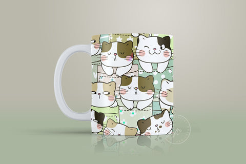 Cute Cats Mug Design, Cute Cats Sublimation Wrap, Cat Mug Wrap, Gift for Christmas Holiday, 11 & 15 Oz Mug Cricut Press Sublimation Wrap Sublimation Syre Digital Creations 