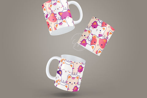 Cute Cats Mug Design, Cute Cats Sublimation Wrap, Cat Mug Wrap, Gift for Christmas Holiday, 11 & 15 Oz Mug Cricut Press Sublimation Wrap Sublimation Syre Digital Creations 