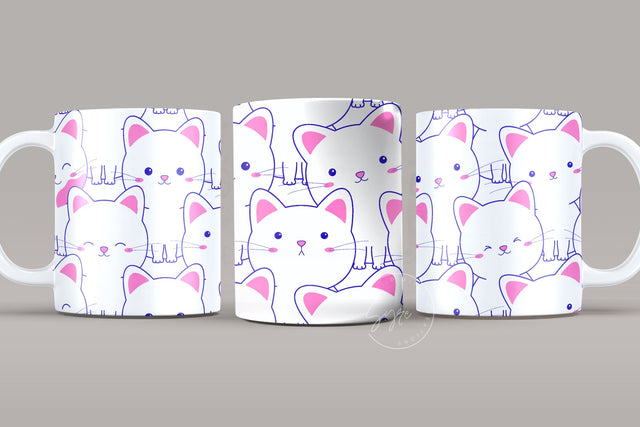Cute Cats Mug Design, Cute Cats Sublimation Wrap, Cat Mug Wrap, Gift for Christmas Holiday, 11 & 15 Oz Mug Cricut Press Sublimation Wrap Sublimation Syre Digital Creations 