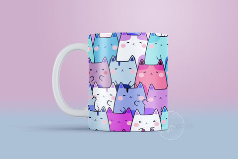 Cute Cats Mug Design, Cute Cats Sublimation Wrap, Cat Mug Wrap, Gift for Christmas Holiday, 11 & 15 Oz Mug Cricut Press Sublimation Wrap Sublimation Syre Digital Creations 