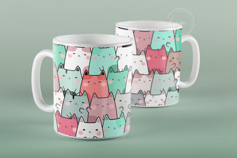 Cute Cats Mug Design, Cute Cats Sublimation Wrap, Cat Mug Wrap, Gift for Christmas Holiday, 11 & 15 Oz Mug Cricut Press Sublimation Wrap Sublimation Syre Digital Creations 