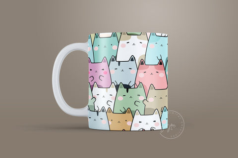 Cute Cats Mug Design, Cute Cats Sublimation Wrap, Cat Mug Wrap, Gift for Christmas Holiday, 11 & 15 Oz Mug Cricut Press Sublimation Wrap Sublimation Syre Digital Creations 