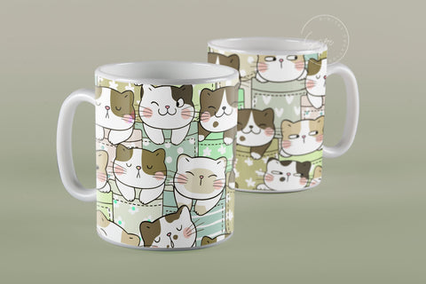 Cute Cats Mug Design, Cute Cats Sublimation Wrap, Cat Mug Wrap, Gift for Christmas Holiday, 11 & 15 Oz Mug Cricut Press Sublimation Wrap Sublimation Syre Digital Creations 
