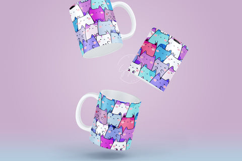 Cute Cats Mug Design, Cute Cats Sublimation Wrap, Cat Mug Wrap, Gift for Christmas Holiday, 11 & 15 Oz Mug Cricut Press Sublimation Wrap Sublimation Syre Digital Creations 