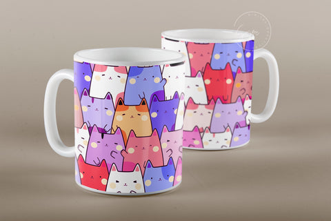 Cute Cats Mug Design, Cute Cats Sublimation Wrap, Cat Mug Wrap, Gift for Christmas Holiday, 11 & 15 Oz Mug Cricut Press Sublimation Wrap Sublimation Syre Digital Creations 