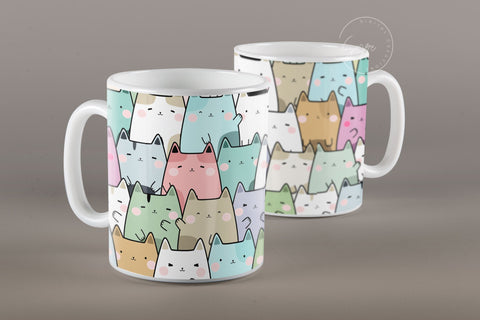 Cute Cats Mug Design, Cute Cats Sublimation Wrap, Cat Mug Wrap, Gift for Christmas Holiday, 11 & 15 Oz Mug Cricut Press Sublimation Wrap Sublimation Syre Digital Creations 