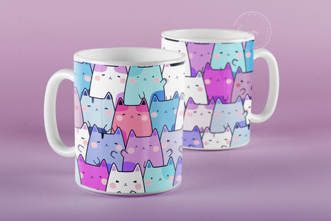 Cute Cats Mug Design, Cute Cats Sublimation Wrap, Cat Mug Wrap, Gift for Christmas Holiday, 11 & 15 Oz Mug Cricut Press Sublimation Wrap Sublimation Syre Digital Creations 