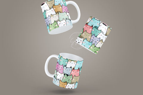 Cute Cats Mug Design, Cute Cats Sublimation Wrap, Cat Mug Wrap, Gift for Christmas Holiday, 11 & 15 Oz Mug Cricut Press Sublimation Wrap Sublimation Syre Digital Creations 