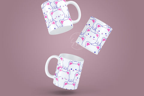 Cute Cats Mug Design, Cute Cats Sublimation Wrap, Cat Mug Wrap, Gift for Christmas Holiday, 11 & 15 Oz Mug Cricut Press Sublimation Wrap Sublimation Syre Digital Creations 