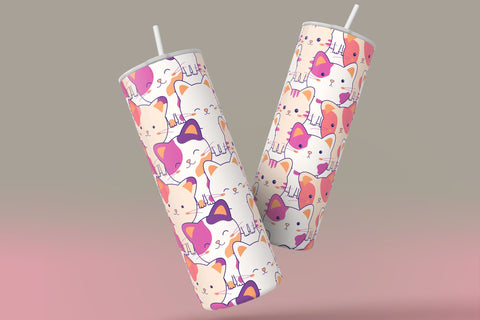 Cute Cats Skinny Tumbler Design, 20 oz Cute Cats Tumbler Wrap, Cute Cats Sublimation Wrap, Skinny Travel Tumbler Sublimation Syre Digital Creations 