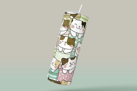 Cute Cats Skinny Tumbler Design, 20 oz Cute Cats Tumbler Wrap, Cute Cats Sublimation Wrap, Skinny Travel Tumbler Sublimation Syre Digital Creations 