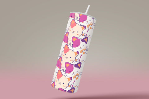 Cute Cats Skinny Tumbler Design, 20 oz Cute Cats Tumbler Wrap, Cute Cats Sublimation Wrap, Skinny Travel Tumbler Sublimation Syre Digital Creations 