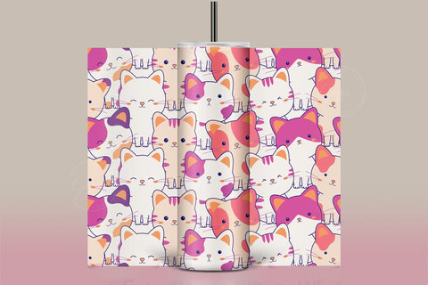Cute Cats Skinny Tumbler Design, 20 oz Cute Cats Tumbler Wrap, Cute Cats Sublimation Wrap, Skinny Travel Tumbler Sublimation Syre Digital Creations 