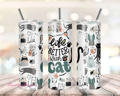 Cute Cats Tumbler PNG, Cat Tumbler Wrap, 20oz Skinny Tumbler, Cat Mom Tumbler, Cat Quote Tumbler, Inspiration Tumbler, Seamless Tumbler PNG Sublimation TrendingDesign 