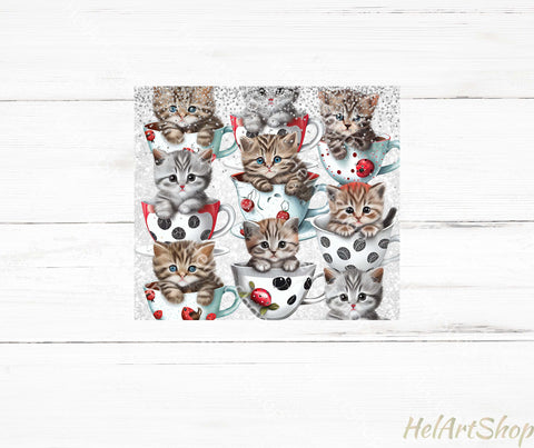 Cute Cats Tumbler PNG, Kitten SKINNY TUMBLER 20 Oz PNG Sublimation _HelArtShop_ 