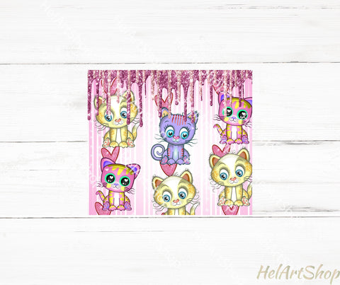 Cute Cats Tumbler Sublimation | Kitten PNG Sublimation _HelArtShop_ 