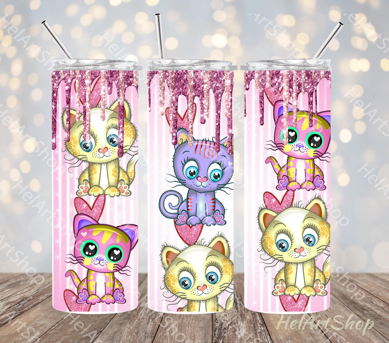 Cute Cats Tumbler Sublimation | Kitten PNG Sublimation _HelArtShop_ 