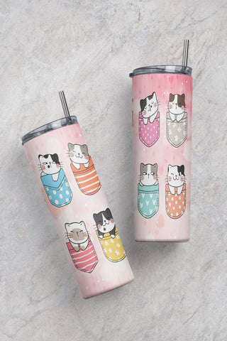 Cute Cats Tumbler Wrap | Cute Cats Sublimation Wrap | Cute Cats 20oz Skinny Tumbler Design | Cute Cats Tumbler Png | Commercial Use Included Sublimation CaldwellArt 
