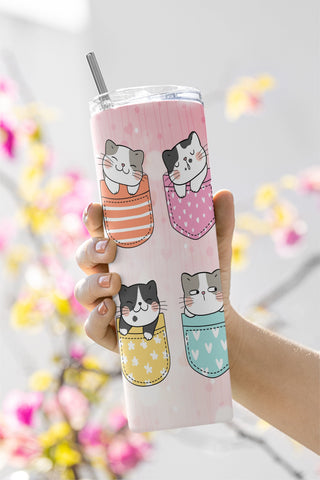 Cute Cats Tumbler Wrap | Cute Cats Sublimation Wrap | Cute Cats 20oz Skinny Tumbler Design | Cute Cats Tumbler Png | Commercial Use Included Sublimation CaldwellArt 