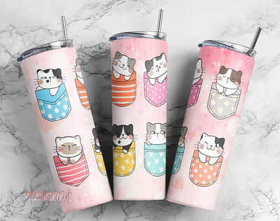 Cute Cats Tumbler Wrap | Cute Cats Sublimation Wrap | Cute Cats 20oz Skinny Tumbler Design | Cute Cats Tumbler Png | Commercial Use Included Sublimation CaldwellArt 