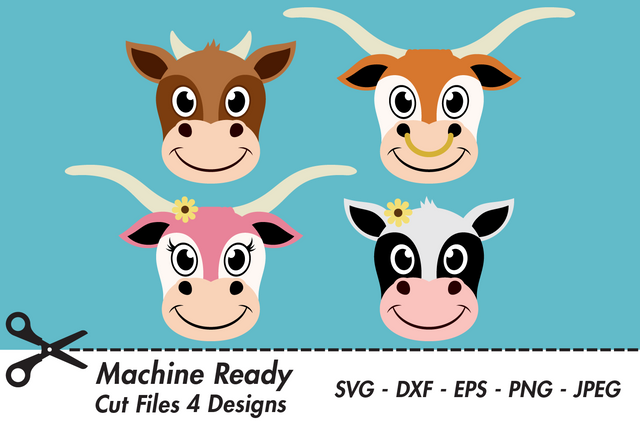 Cute Cattle Face Bundle | Farm SVG SVG Captain Creative 