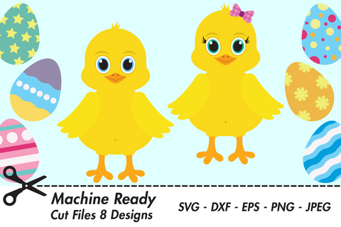 Cute Chicks With Easter Eggs | Easter SVG SVG Captain Creative 